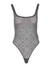 Marine Serre Recycled Mesh Flock Bodysuit In Grey
