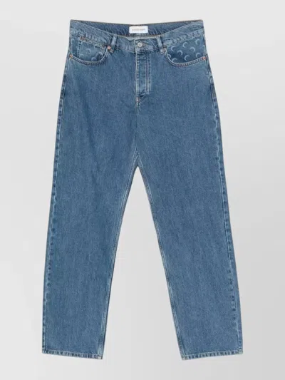 Marine Serre Straight Cut Denim Jeans Five Pocket In Blue