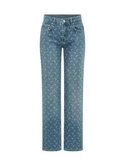 Marine Serre Straight Fit Jet Jeans In Blue