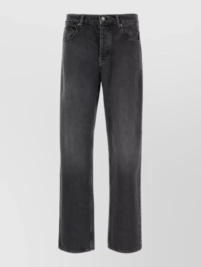 Marine Serre Straight Leg Denim Trousers With Pockets And Loops In Gray