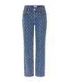 Marine Serre Lunar Print Five-pocket Denim Trousers In Blue