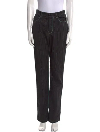 Pre-owned Marine Serre Straight Leg Pants In Black