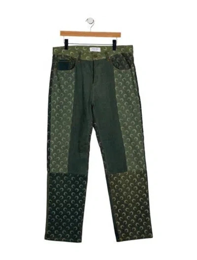 Pre-owned Marine Serre Straight-leg Jeans In Green