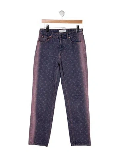 Pre-owned Marine Serre Straight-leg Jeans In Pink/purple