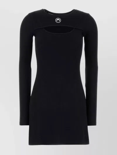 MARINE SERRE STRETCH COTTON MINI DRESS WITH CUT-OUT DETAIL