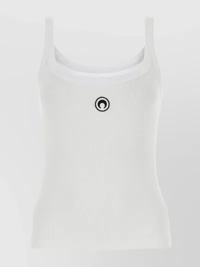 Marine Serre Crescent Moon-embroidered Tank Top In White