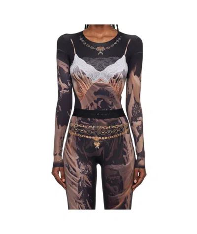 Marine Serre Stretch Plain Weave Knit T-shirt In Multi