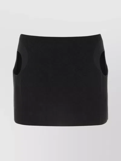 Marine Serre Stretch Viscose Blend Mini Skirt In Black