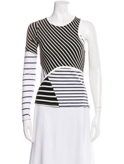 Pre-owned Marine Serre Striped Crew Neck Top In Black