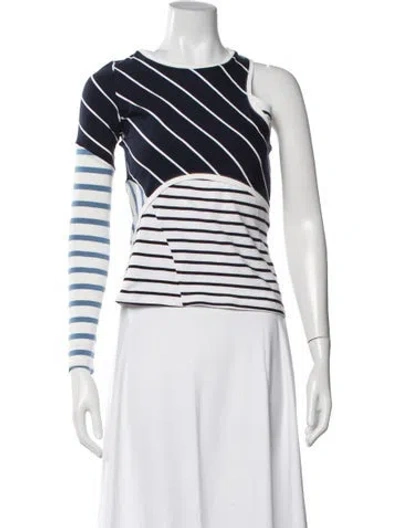 Pre-owned Marine Serre Striped Crew Neck Top In White