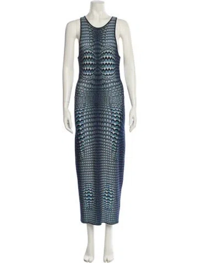 Pre-owned Marine Serre Striped Long Dress In Blue