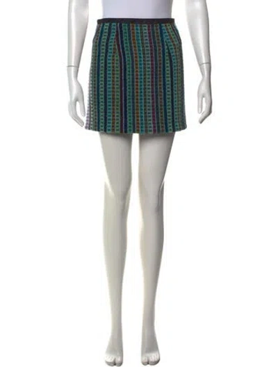 Pre-owned Marine Serre Striped Mini Skirt In Green