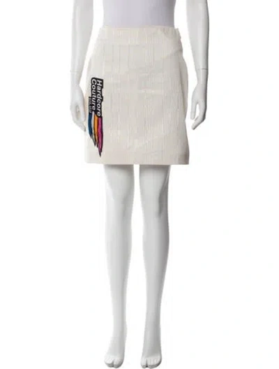 Pre-owned Marine Serre Striped Mini Skirt In Neutral