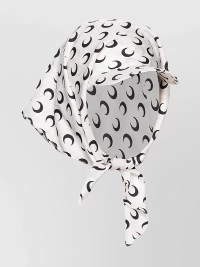 Marine Serre Stylish Hat With Tied Detail And Print In White