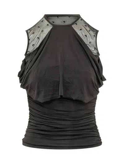 Marine Serre Stylish Jerseydane Top In Black