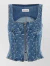 Marine Serre Stylish Sleeveless Denim Patterned Top In Blue