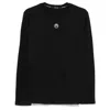 Marine Serre Long Sleeve Crew Neck Cotton T-shirt In Black