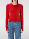 Marine Serre Moon Jacquard Knit Fitted Sweater In Red
