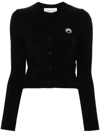Marine Serre Moon Logo Knit Cardigan In Black