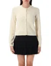 Marine Serre Moon Jacquard Knit Fitted Cardigan In Neutral