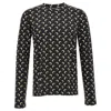 Marine Serre Black Crewneck Top With All-over Moon Print In Tech Fabric Stretch Woman In Black