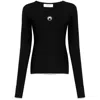 Marine Serre Turtleneck Sweater With Moon Logo And Rhinestones In Black