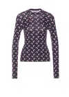 Marine Serre Moon Printed Jersey Long Sleeve Crewneck Top In Black