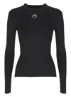Marine Serre Turtleneck Sweater With Moon Logo And Rhinestones In Black