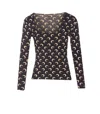 Marine Serre Women Moon Printed Long Sleeves Top In Black