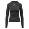 Marine Serre Moon Logo Strass Jersey Ls Highneck Top In Black