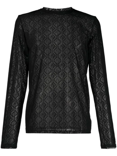 Marine Serre Geometric Pattern Mesh Crewneck Sweater In Black