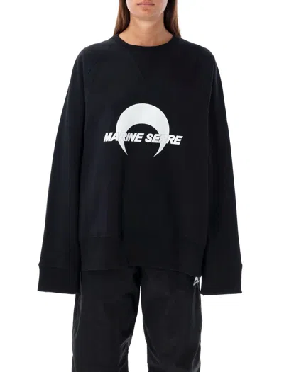 Marine Serre Black Moon Logo Fleece Raglan Sweatshirt