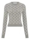 Marine Serre Fitted Short Length Sweater With Crewneck And Long Sleeves In Gray