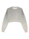 Marine Serre Cropped Grey Sweatshirt With Textured Fabric And In Gray