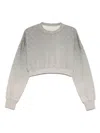 Marine Serre Cropped Grey Sweatshirt With Textured Fabric And In Gray