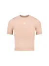Marine Serre Short Sleeve Crew Neck Knitwear Top In Pink
