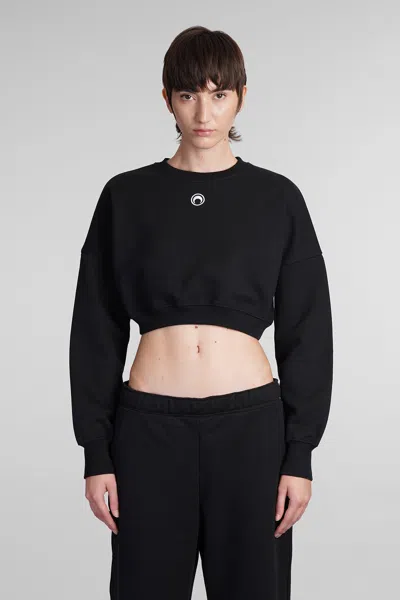 MARINE SERRE SWEATSHIRT IN BLACK COTTON