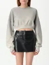 Marine Serre Cropped Grey Sweatshirt With Textured Fabric And In Gray