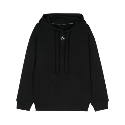 Marine Serre Crescent Moon-embroidery Hoodie In Black