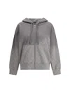 Marine Serre Faded Moon Fleece Zipped Hoodie In Gray