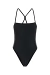Marine Serre Stretch Nylon Swimsuit Cross-back Design In Black