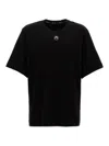 Marine Serre Black Crewneck T-shirt With Logo Embroidery On The Front And Logo Patch On The Rear In Black