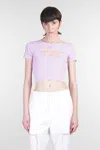 Marine Serre Purple Moon Logo Ribbed Jersey Cut-out T-shirt