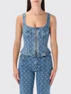 Marine Serre Moon Denim Bustier Top In Blue
