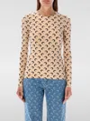 Marine Serre Beige Crewneck T-shirt With All-over Crescent Moon Print In Brown