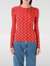 Marine Serre Second Skin Moon Creneck Top In Rot