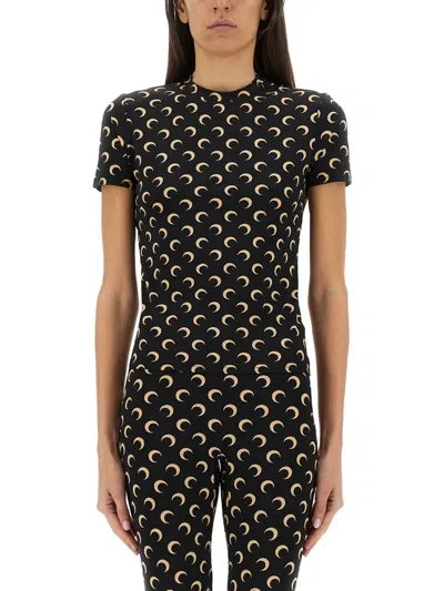Marine Serre T-shirt Moon In Black