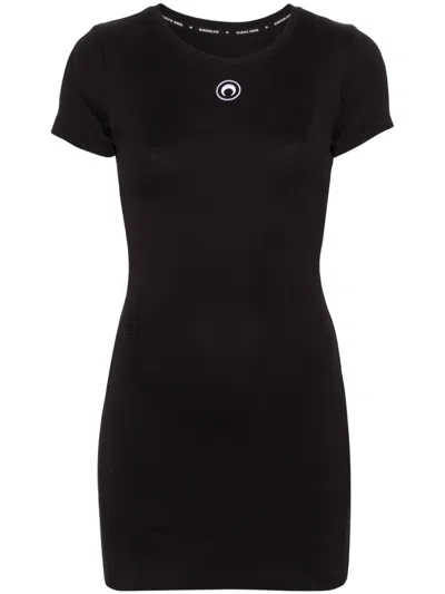 MARINE SERRE T-SHIRT PATTERN DRESS WOMAN BLACK IN COTTON