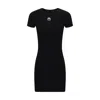 Marine Serre Black Long T-shirt With Crescent Moon Embroidered On The Front And Logo Patch On The Back In Cotton  In Black