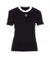 Marine Serre Black Moon Logo Jersey Fitted T-shirt In Black